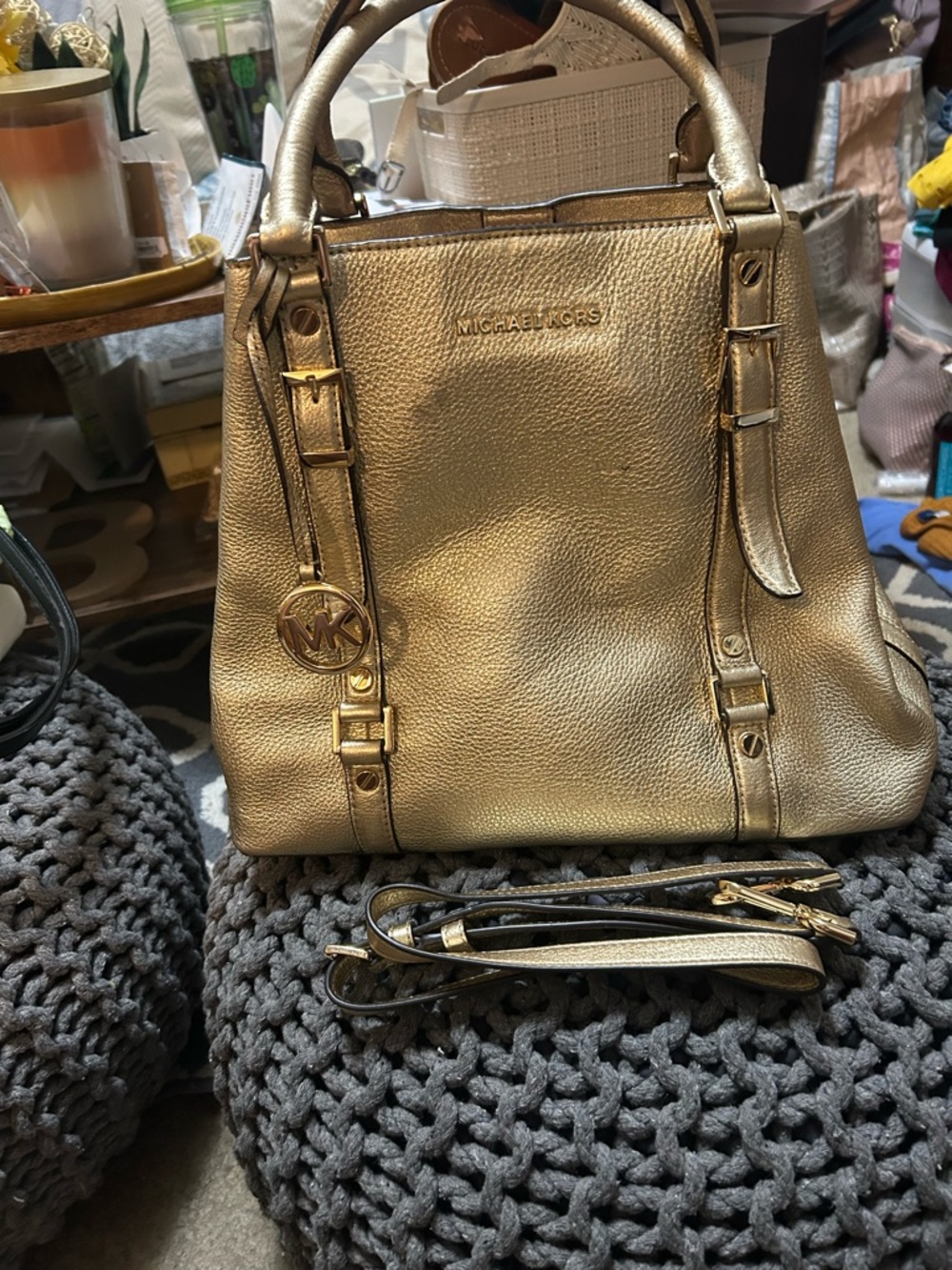 Michael Kors Metallic Gold Leather Satchel